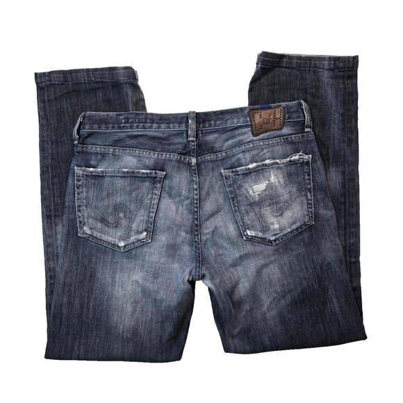 Citizens of Humanity Sid Distressed Dark Blue Denim Jeans Men 34x30 Jerome Dahan - Picture 1 of 8